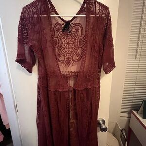 Elegant Lace Burgundy Dress